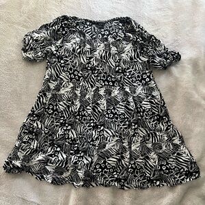 Robert Louis Black and White Animal Print Mini Dress